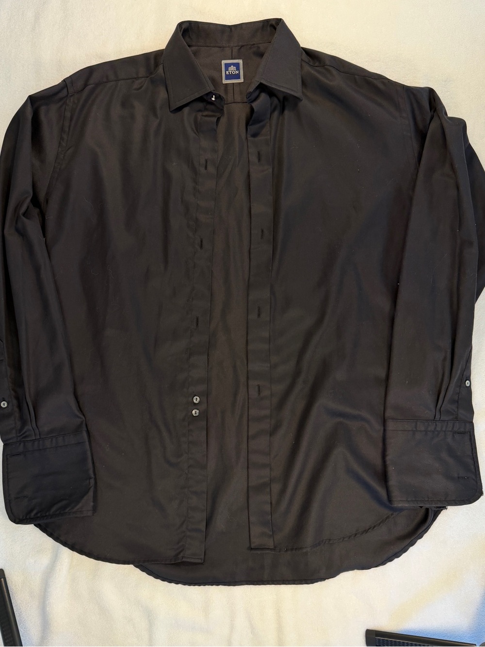 Eton Mens Black Tie Tuxedo Dress Shirt 42 16.5 Stud Front Hidden Placket